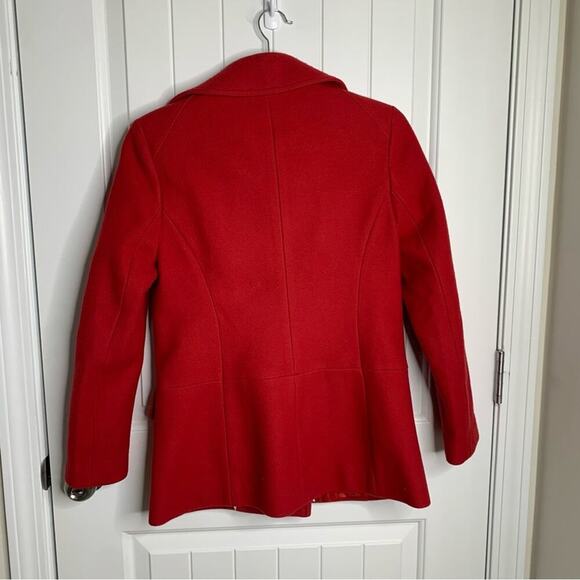 Banana Republic red wool double breasted pea coat jacket size small minimalist - Picture 2 of 6